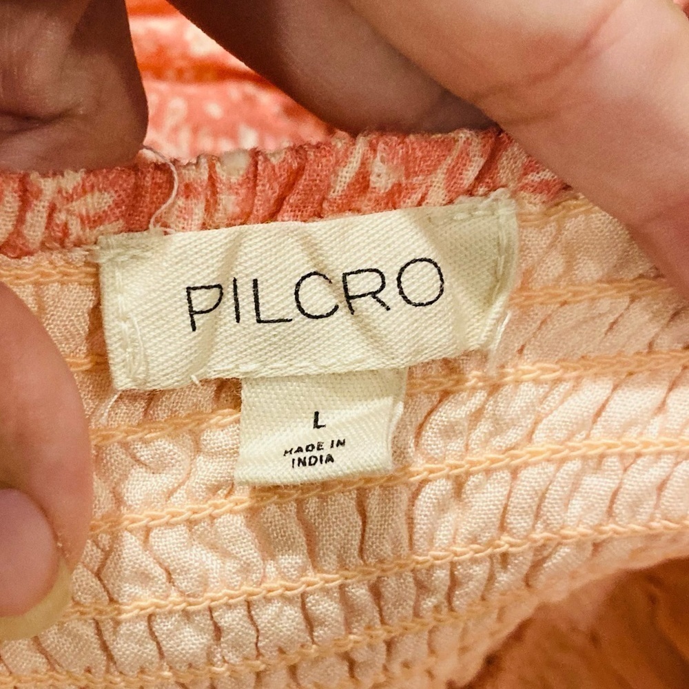 Anthropologie Pilcro pink floral babydoll mini dress with gathered sleeves. L - Picture 12 of 13